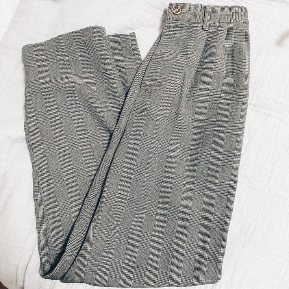 Vintage High Waist Plaid Pants 🍷